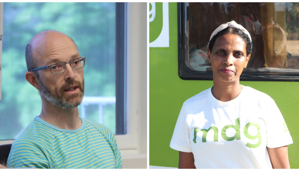 Lokallagsleder for Kongsvinger MDG Øyvind Henriksen og fylkestingsrepresentant Innlandet MDG, Suhur Lorch-Falch.