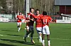 Ludvig Langrekken (midten) jubler sammen med Rasmus Opdal Christiansen (t.v.) og Daniel Job etter å ha sendt KIL i ledelsen 2-0.