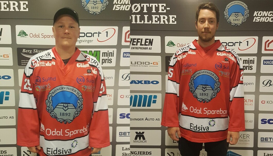 Thomas Fyen (t.v.) og Jan-Markus Ødegården har signert nye kontrakter med Kongsvinger IL Ishockey.