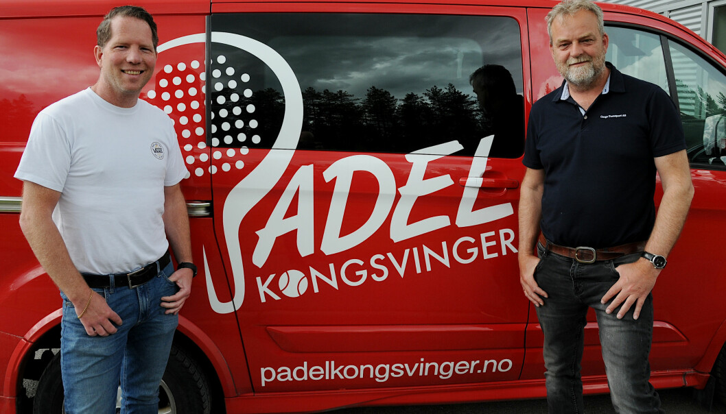 Patrik Svensson og Per Ivar Olsen i Kongsvinger Padel AS gleder seg til åpning av den nye padelhallen på Kongsvinger.