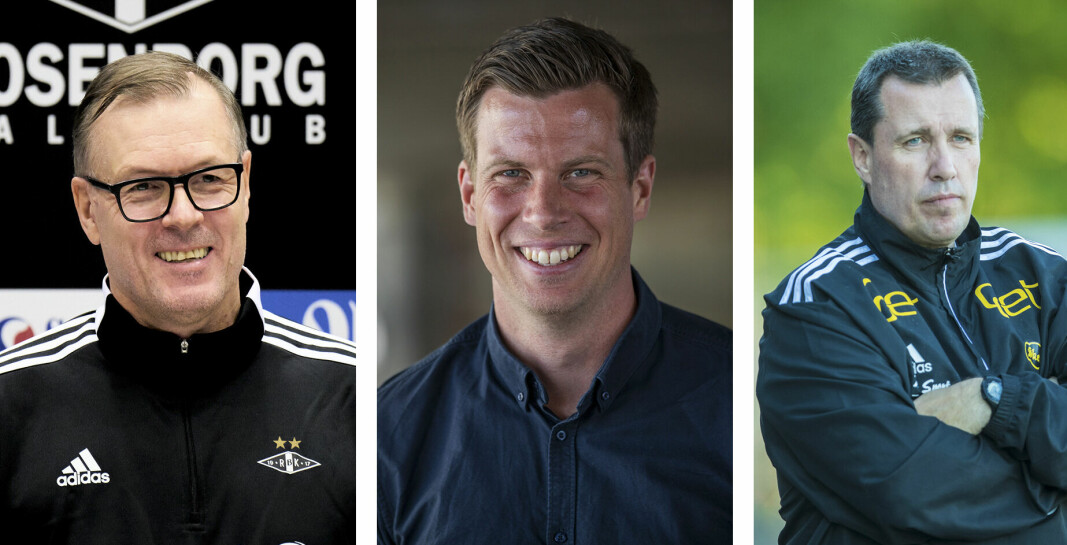 Kjetil Rekdal (t.v.), Jesper Mathisen og Tom Nordlie er alle enige om at eliteseriekvaliken vil bli en nervepirrende og jevn affære.