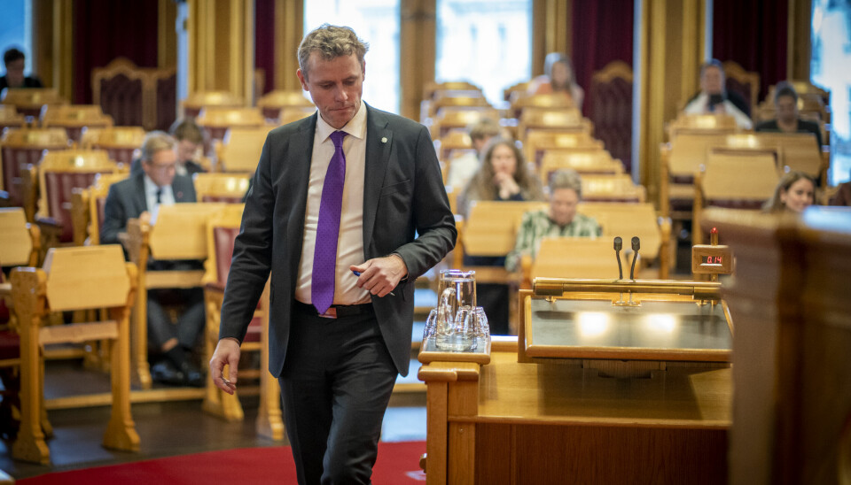 Forsknings- og høyere utdanningsminister Ola Borten Moe (Sp) under den muntlige spørretimen i Stortinget onsdag.
