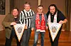 Stian Fossum (t.v.), Uno Arnesen (Byen Vår), Jørn Karlsrud (lekte med Juventus i 1993) og Thomas Ramstad (supporterklubben) ser frem til en heidundrende fest for å markere at det er 30 år siden KIL møtte Juventus.