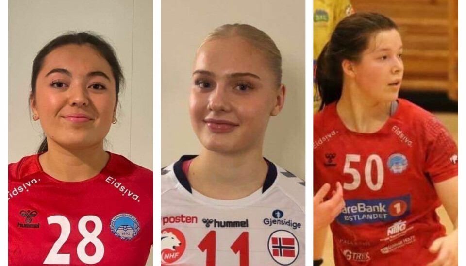 Thea Slenes (f.v.) og Mali Halldorsson skal spille EM med landslaget. Julia Pedersen (t.h.) står foreløpig som reserve.