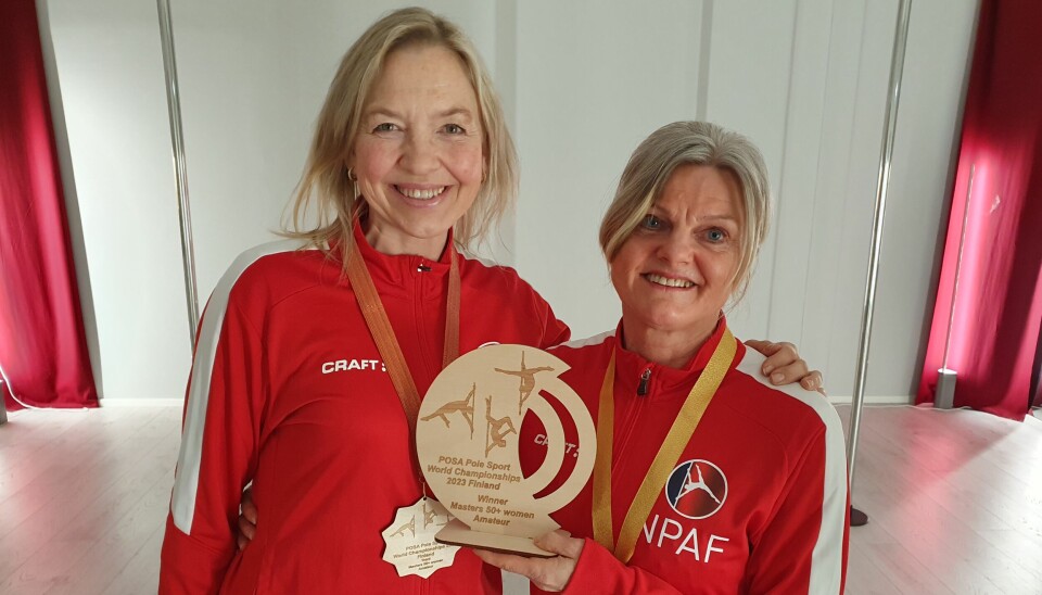 Külliki Haave (t.v.) og Anne Harbosen ble begge medaljevinnere når POSA Pole Sport World Championship gikk av stabelen i Finland den siste helgen i november.