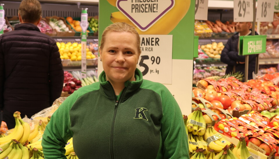 Marthe Sand butikksjef på KIWI Gjemselund kunne fredag ta imot kundene i nyoppusset butikk.
